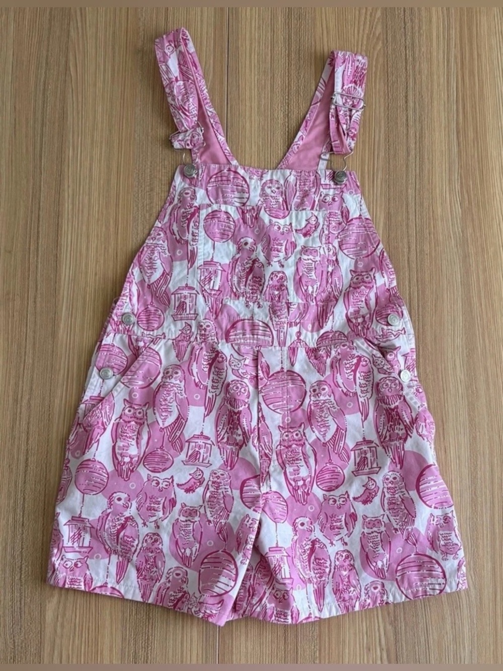 Vtg Lilly Pulitzer Night Owls Overalls Shortalls Girls Youth 8 Pink Cute Preppy